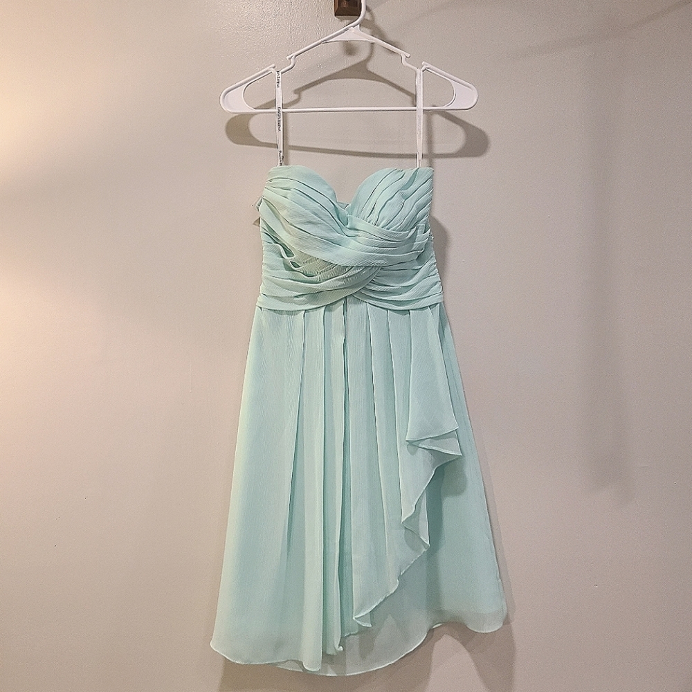 David's bridal Chiffon strapless mini dress